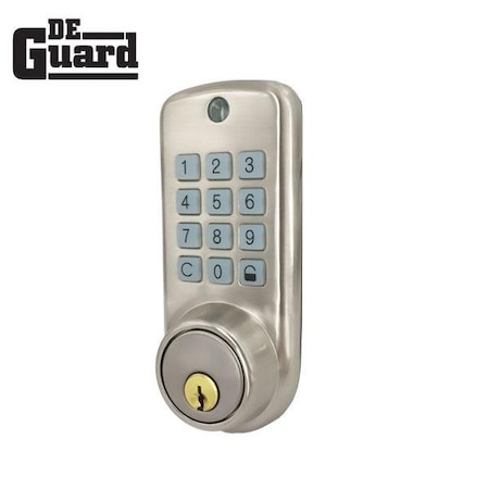 Deguard Electronic Deadbolt Lock - Silver - Code + Key DKEB01-SS